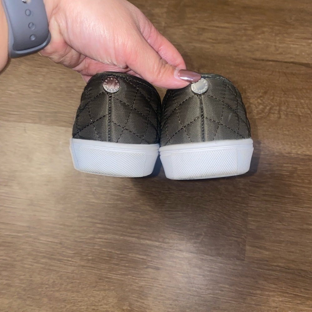 Steve Madden Quilted Olive Slip-On Sneakers - Picture 2 of 4